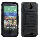 Wholesale HTC Desire 510 Armor Shell Holster Combo Belt Clip (Black)